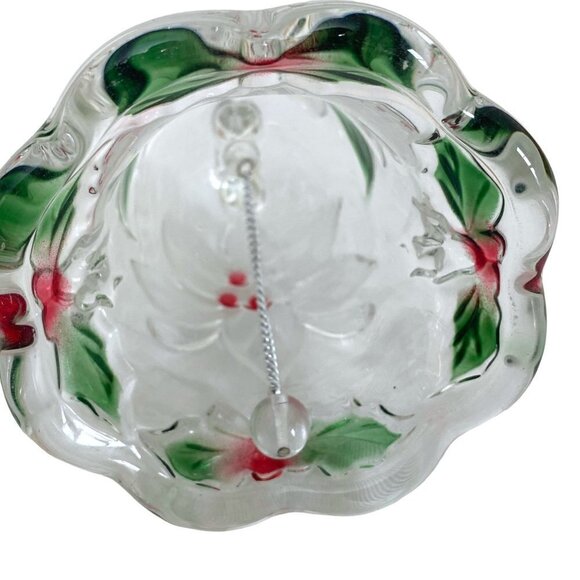 Mikasa Glass Bell Christmas Poinsettias and Holly Holiday Bloom - Picture 4 of 6
